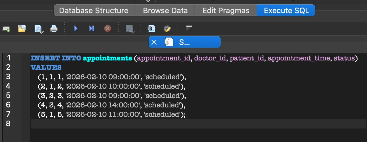 예약 데이터 입력 SQL