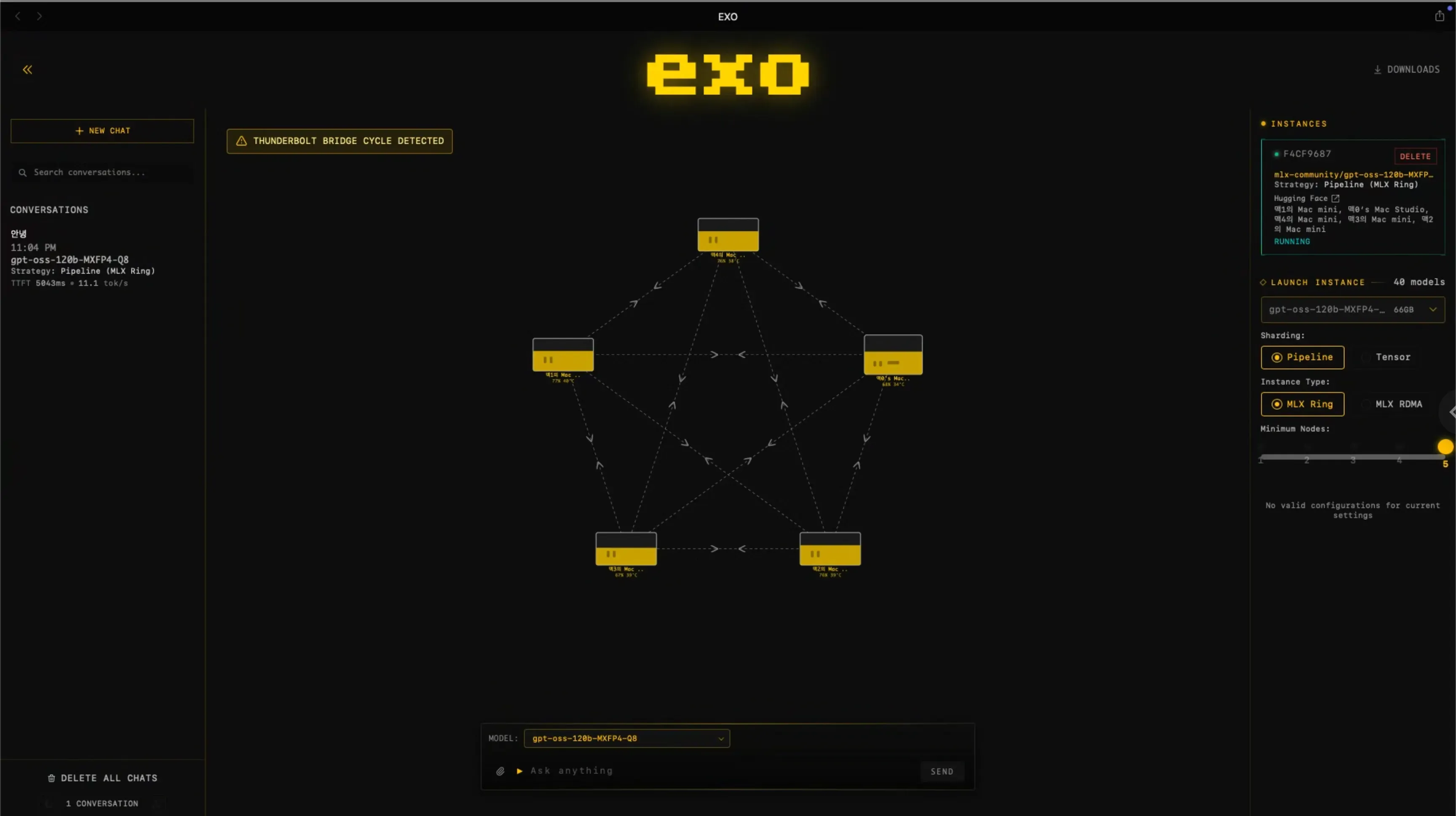 EXO 네트워크 그래프 - 5대 연결