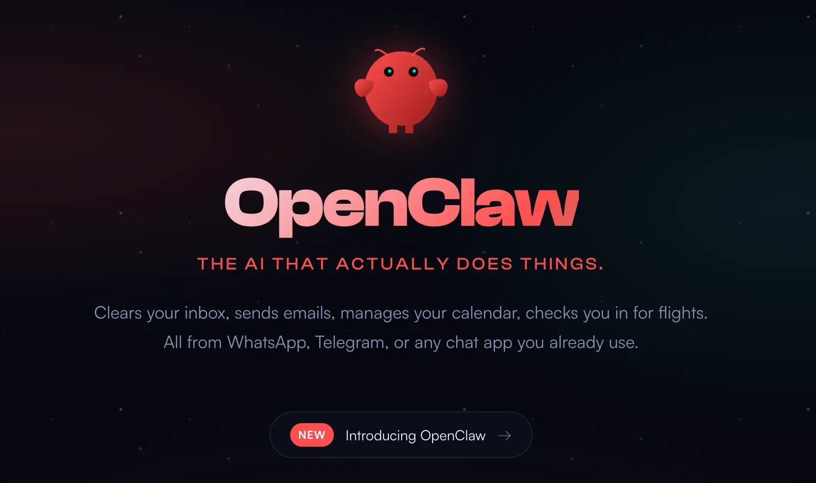 Open Claw 메인 화면
