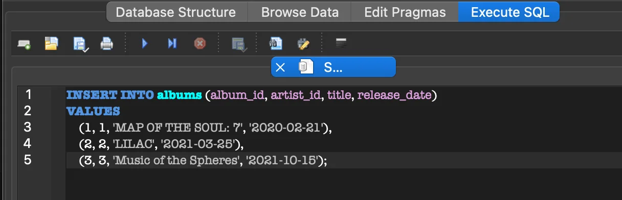 앨범 데이터 입력